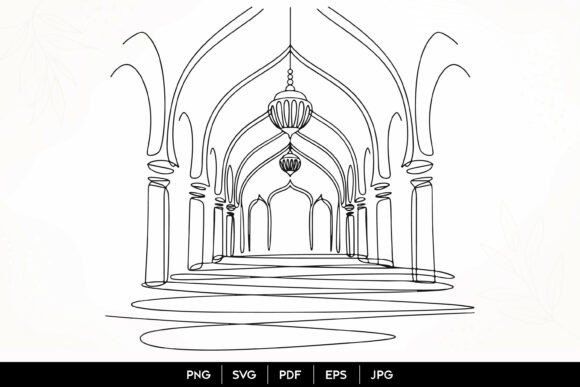 Islamic Mosque Interior Line Art SVG Review for Real Projects